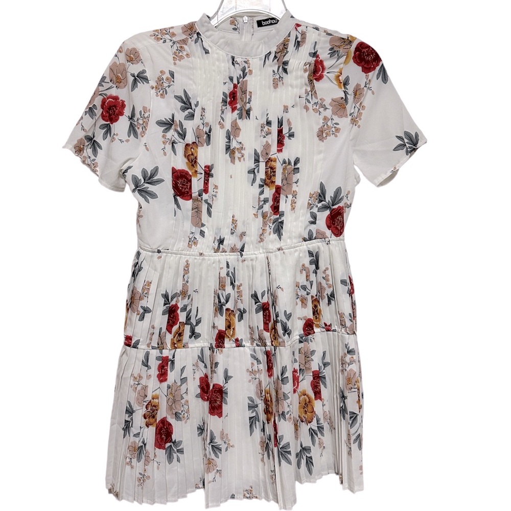 White multicolored floral mini dress